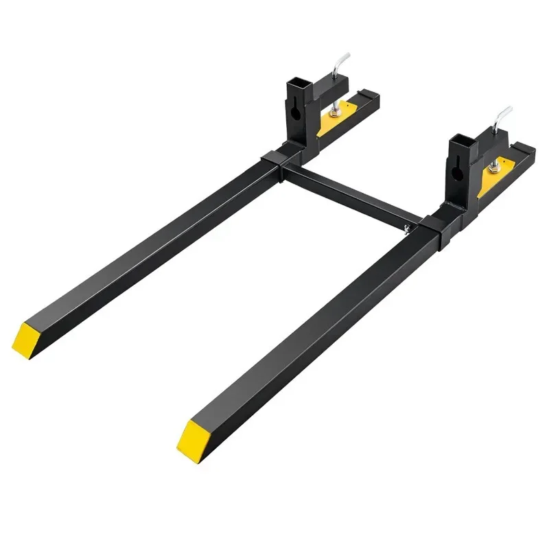 

Heavy Duty Pallet Fork with Adjustable Stabilizer for Loader Bucket Slip Steering Tractor Black