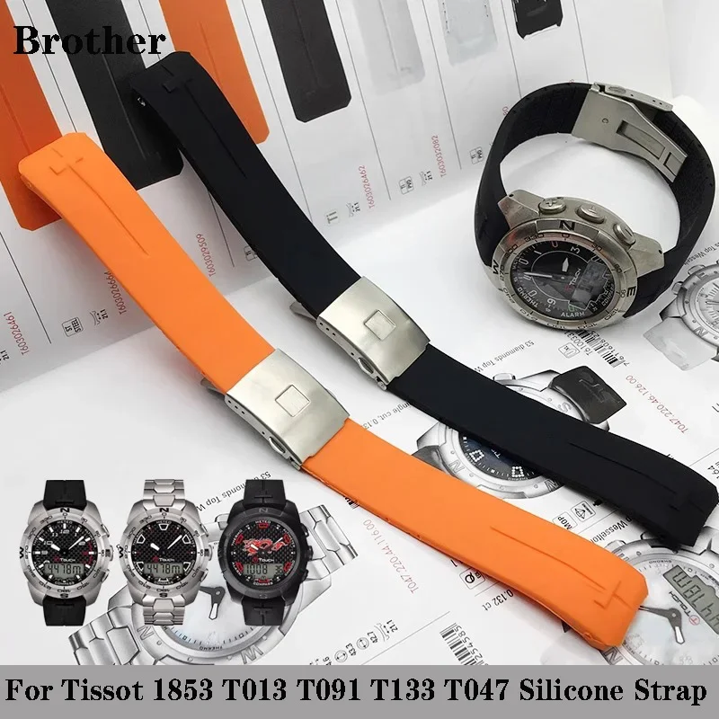 20MM 21MM Silicone watch strap For Tissot 1853 Tengzhi T-Touch original T013 Rubber watch band T047T081T33 wristband