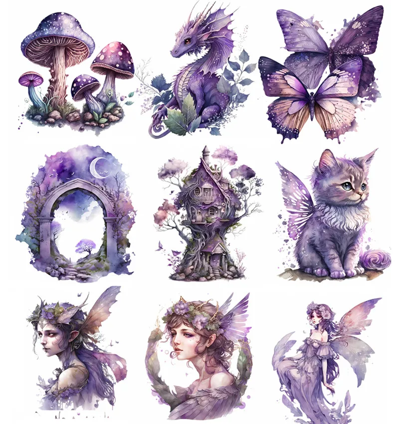 

12Pcs/Pack Magic Dragon Cat Mushroom Sticker DIY Craft Scrapbooking Album Junk Journal Decorative Stickers