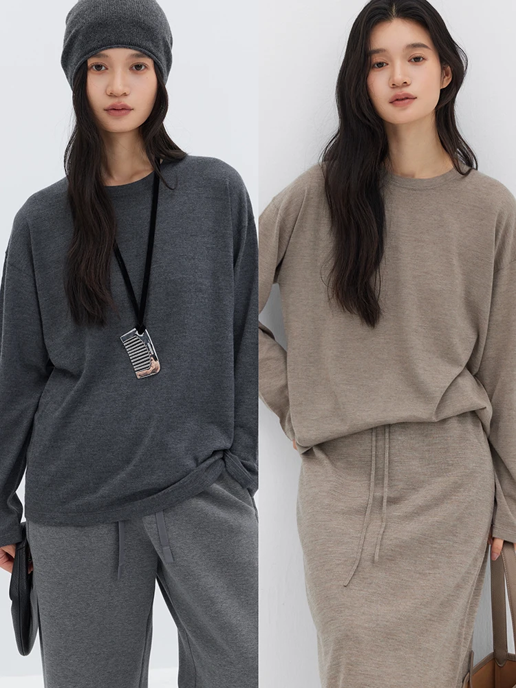 

Ультралегкий вязаный свитер с круглым вырезом, свободного кроя, мягкий, удобный, с длинными рукавами, женский, для повседневной носки, модный