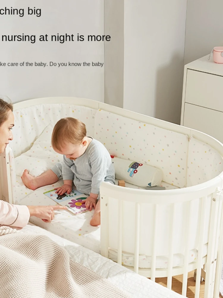 Yy Baby-Lit de princesse multifonctionnel en bois massif, lit rond mobile importé, CPull