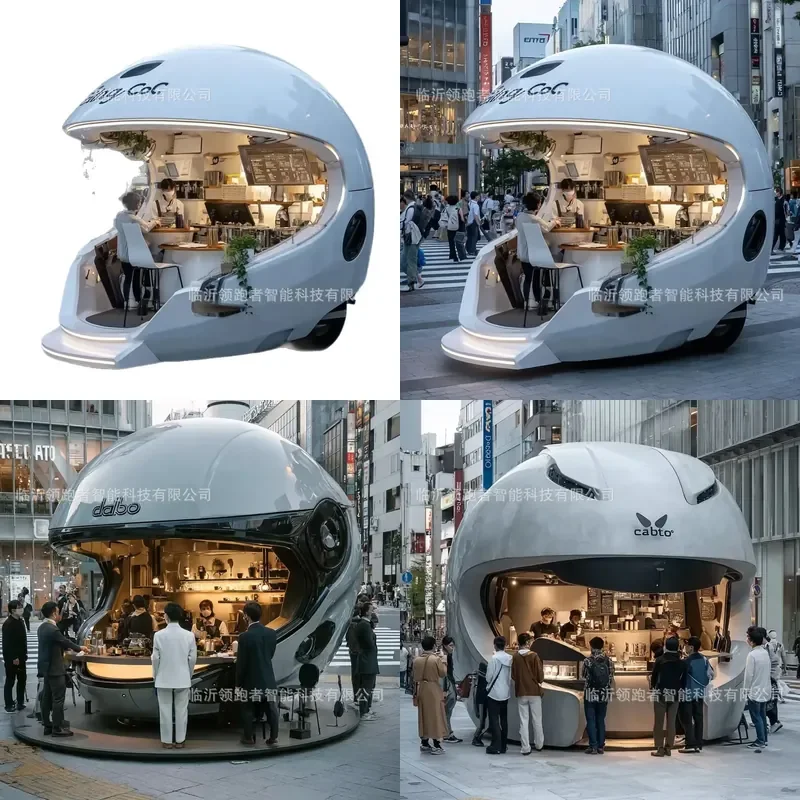 Giant Helmet Food Truck Mobile Coffee Shop Outdoor Camping Decor Large Novelty Vehicle Ornament Scenic Spot Photo Prop