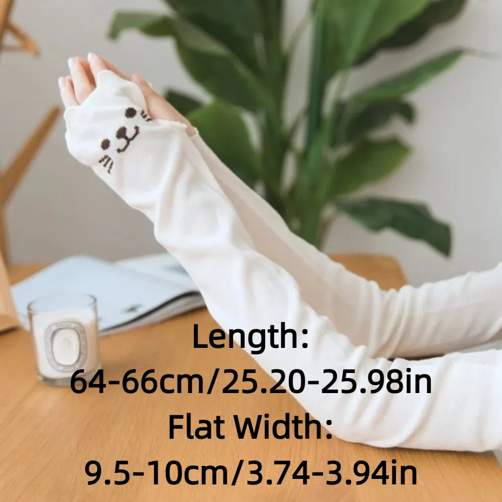 Kawaii Fingerless Kitty Paw Arm Sleeves UV Protection Thin Cat Claw Arm Cover Breathable Cotton Cat Oversleeve Girls