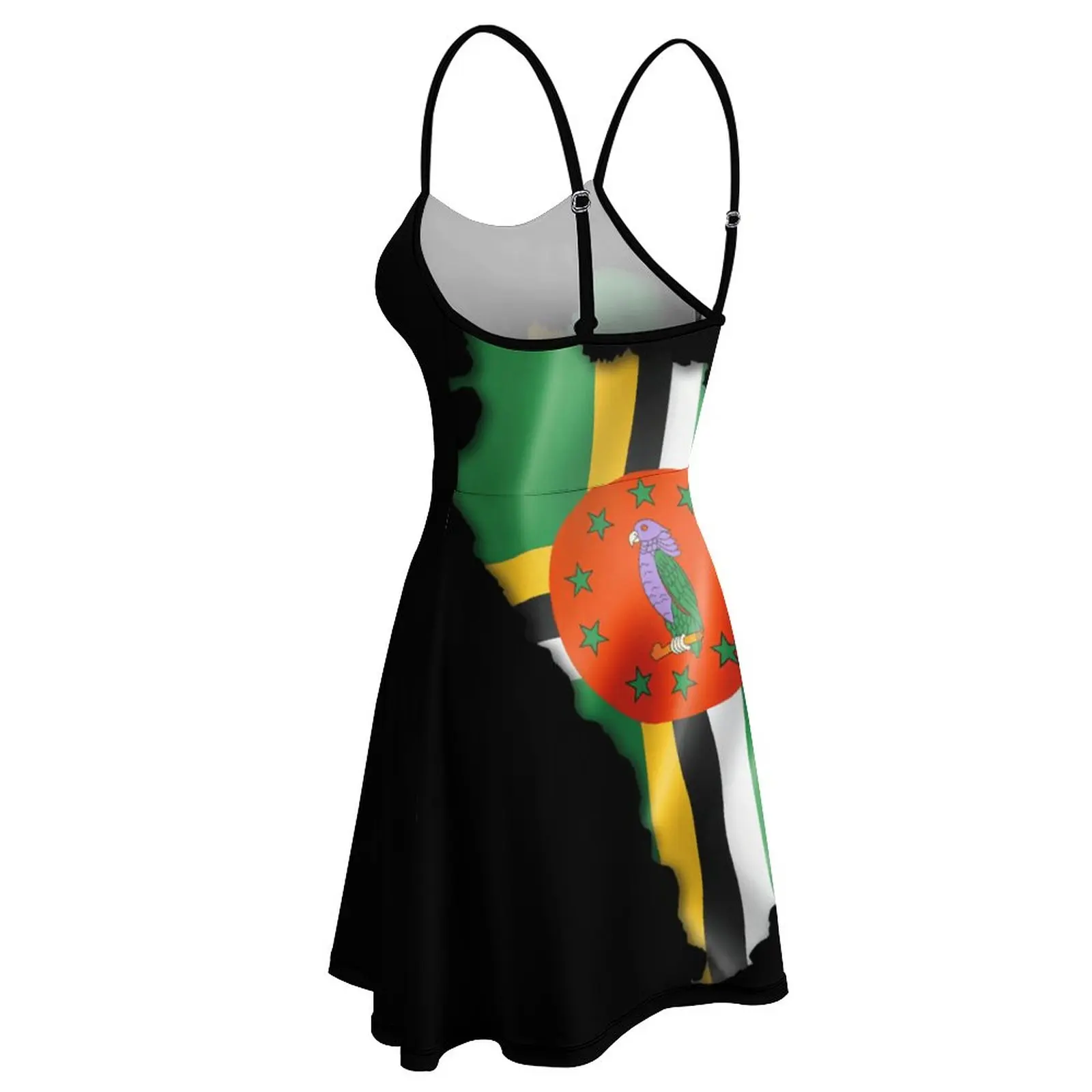 Dominica Flag Country Shape Gift For Dominican Women's Sling Dress Humor Graphic The Dress Graphic Vintage Exotic  Woman's Dress