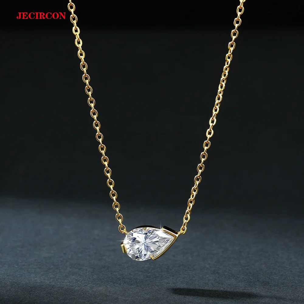

JECIRCON 925 Sterling Silver 2CT Marquise Moissanite Necklace 18K Gold Plated Minimalist Pendant Trendy Clavicle Chain for Women