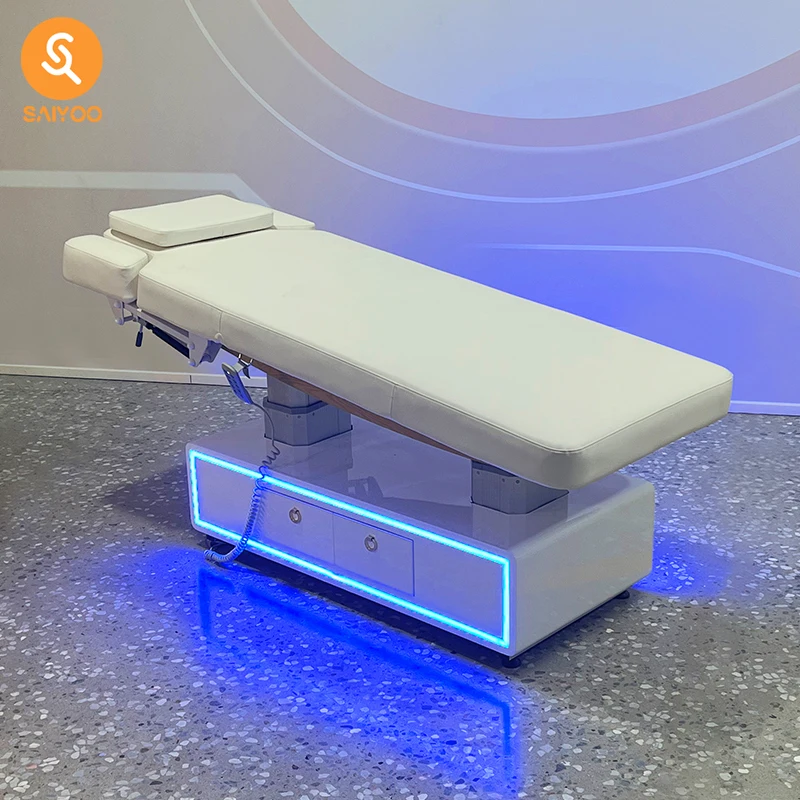High-End 4 Motor Massage Bed With Full Tilt Function LED Base and Dual Drawers
