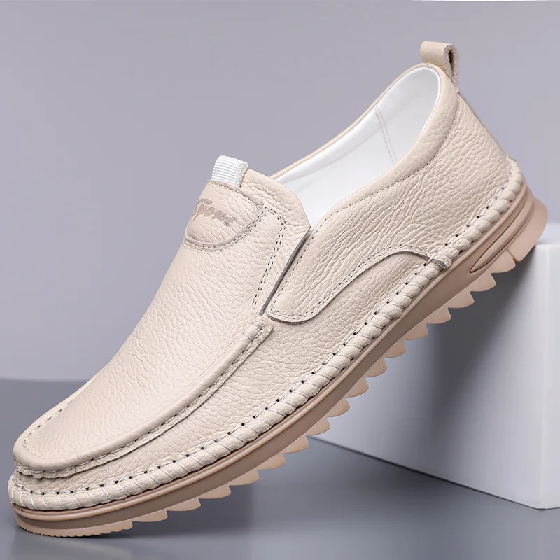 

Men's first-layer cowhide driving shoes soft leather Doudou men's casual large size soft sole non-slip