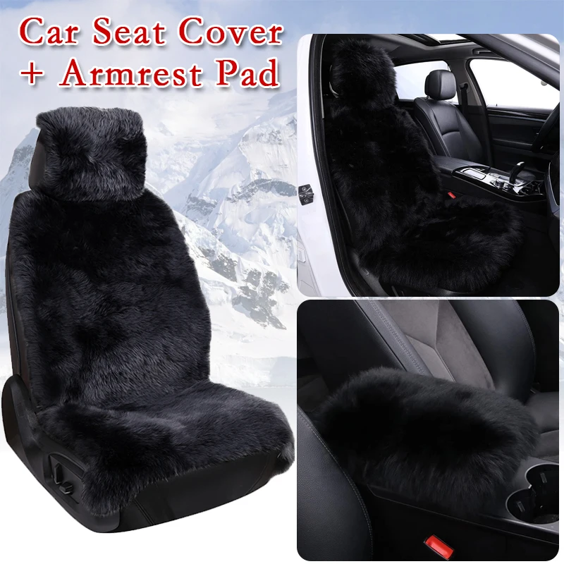 

Car Seat Cover Armrest Box Pad Artificial Plush Soft and Comfortable Cars Universal Seats Cushion Fit for Auto Truck, SUV, Van