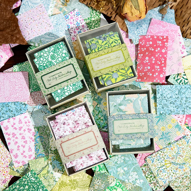 100pcs/lot Memo Pads Material Paper Tailor Shop Junk Journal Scrapbooking Cards Retro Background Decoration Paper