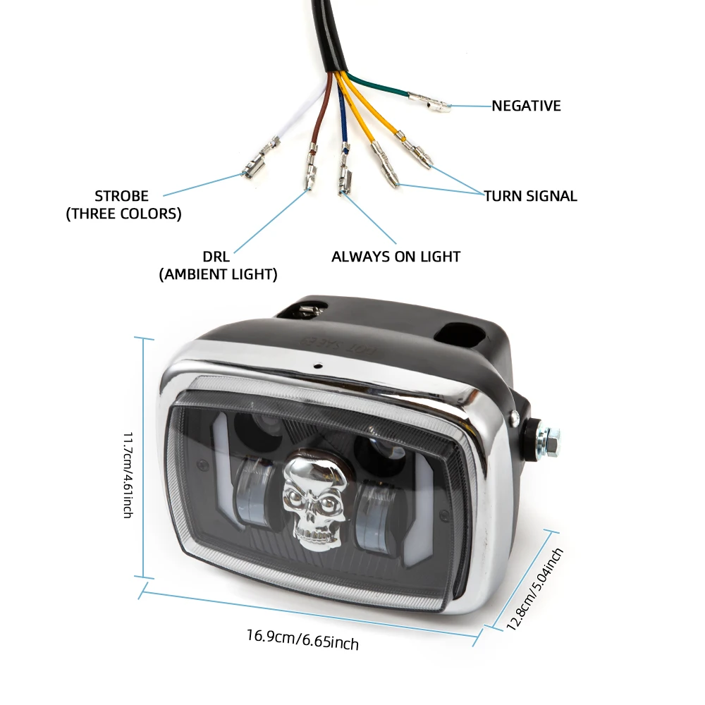 7x6'' 5X7 Inch Square Led Headlight Hi-Lo Beam Halo For Jeep Wrangler Motorcycle Car Off-road Truck