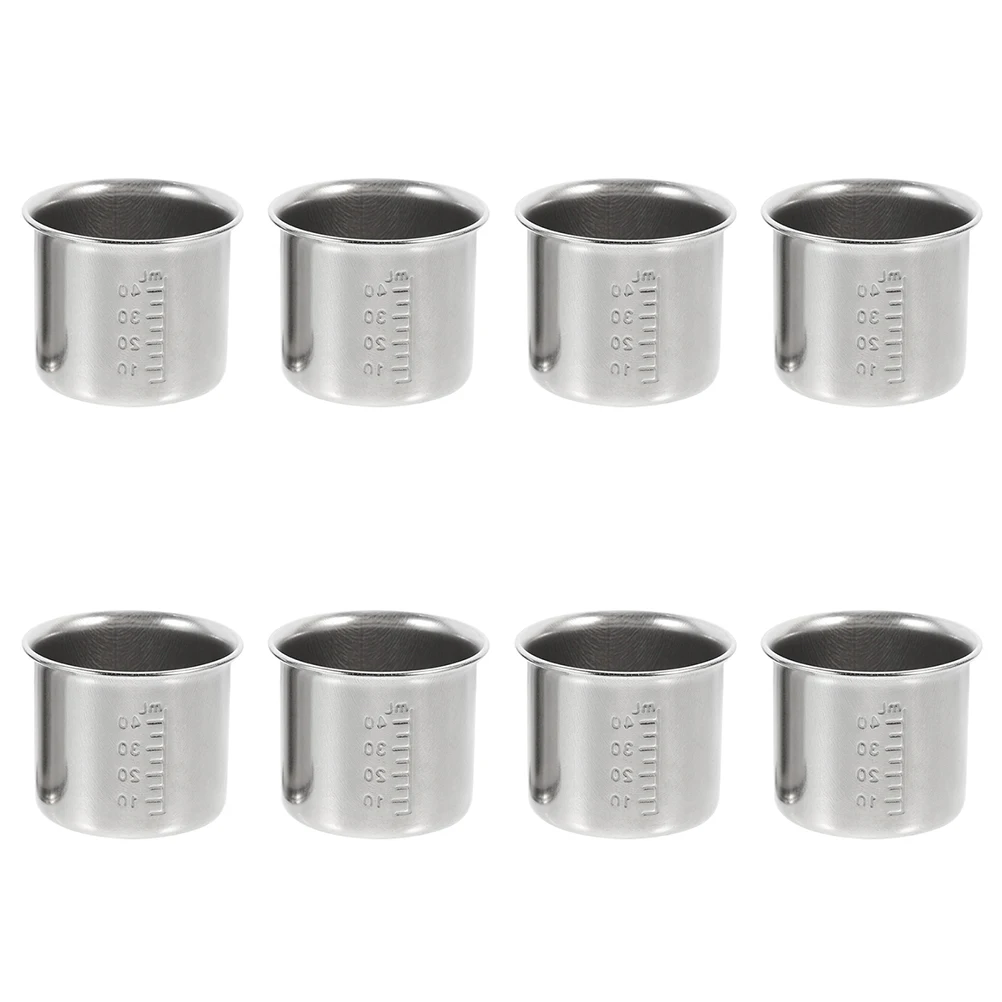 

8 Pcs Measuring Cup Graduated Measure Cups Stainless Steel Labs Scale Medicine Laboratory with Thicken Thickened