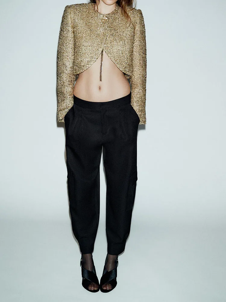 

Faionable Round Ne Long Sve Metal Color Женская куртка Новое поступление Зимняя повседневная верхняя одежда для женщин