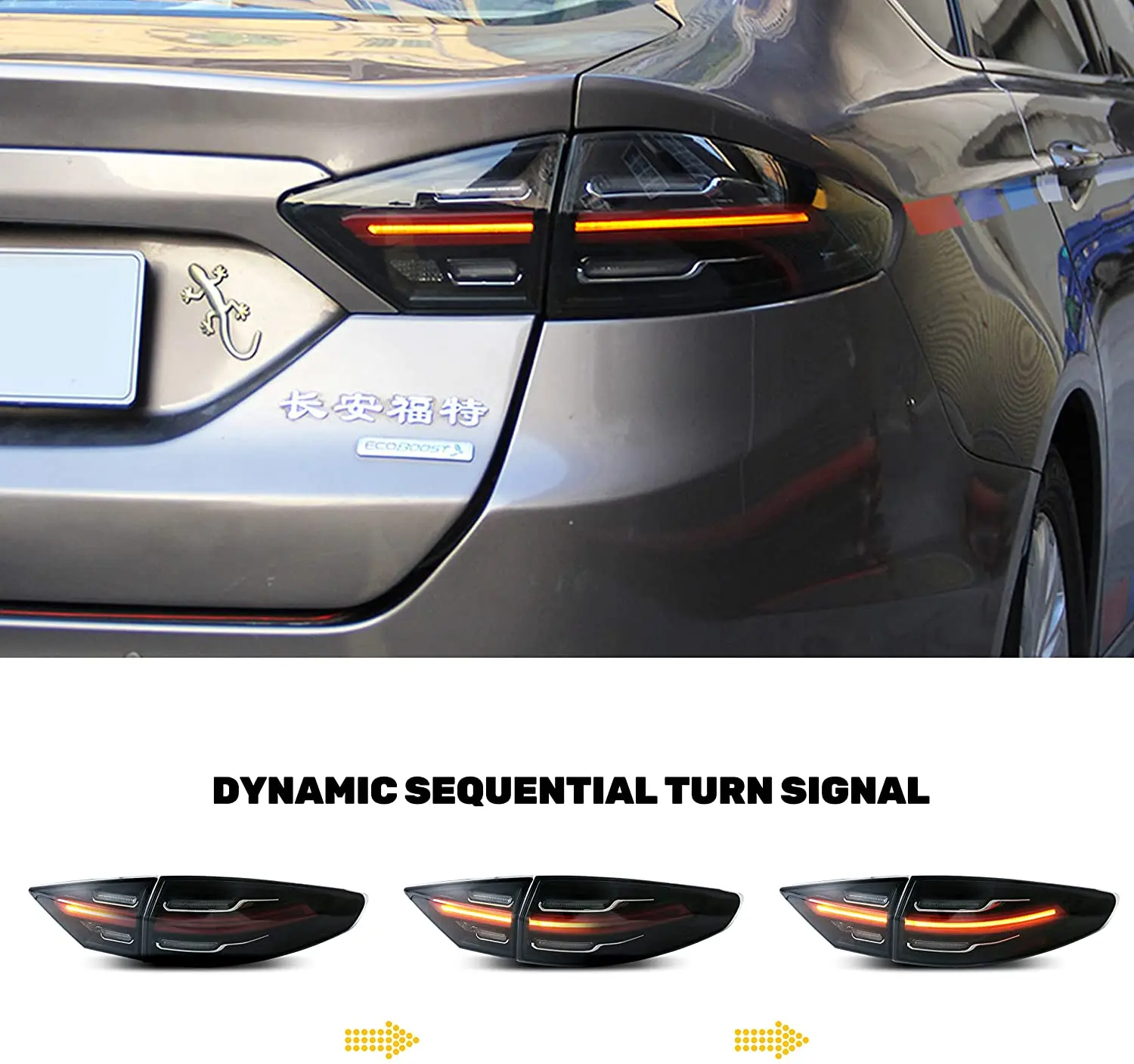 LED Tail Lights For Ford Fusion 2013 - 2020 Sequential Indicator Rear Lamps dynamic turn signal light smoke lens