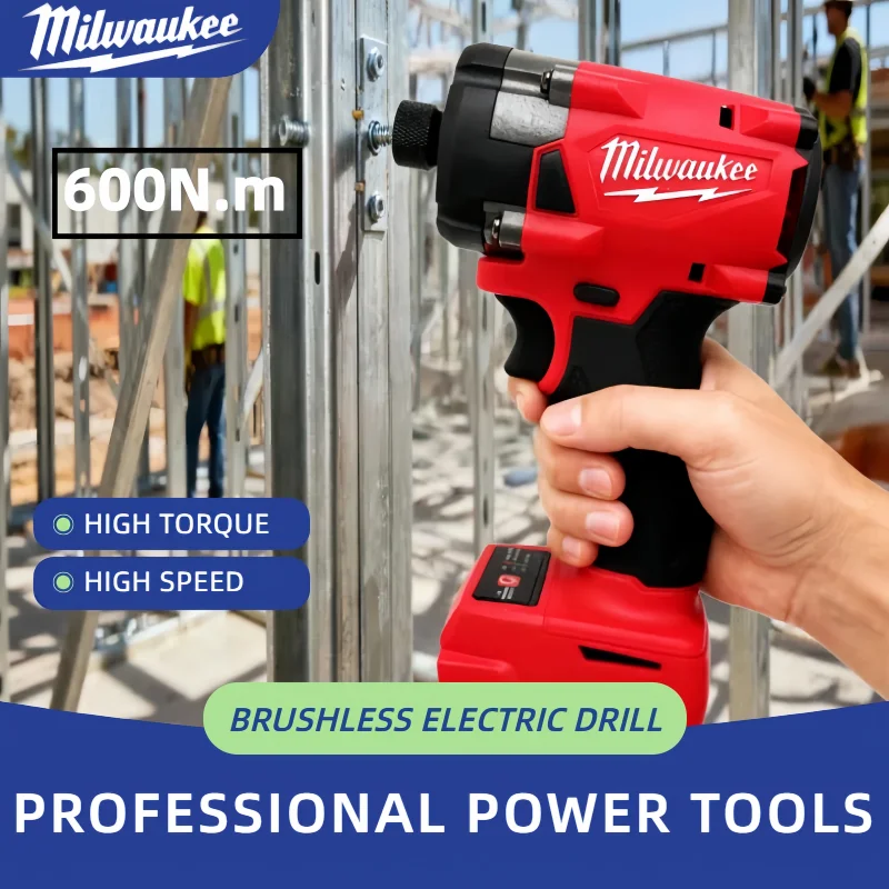 

600N.m Milwaukee 18V Battery NEW Electric Cordless Wrench Brushless Screwdriver Impact Drill Power Tools Car Truck Repair
