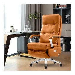 Genuine Leather office chairs wholesale Electric sliding reclining home office chair boss sports soft leather chair