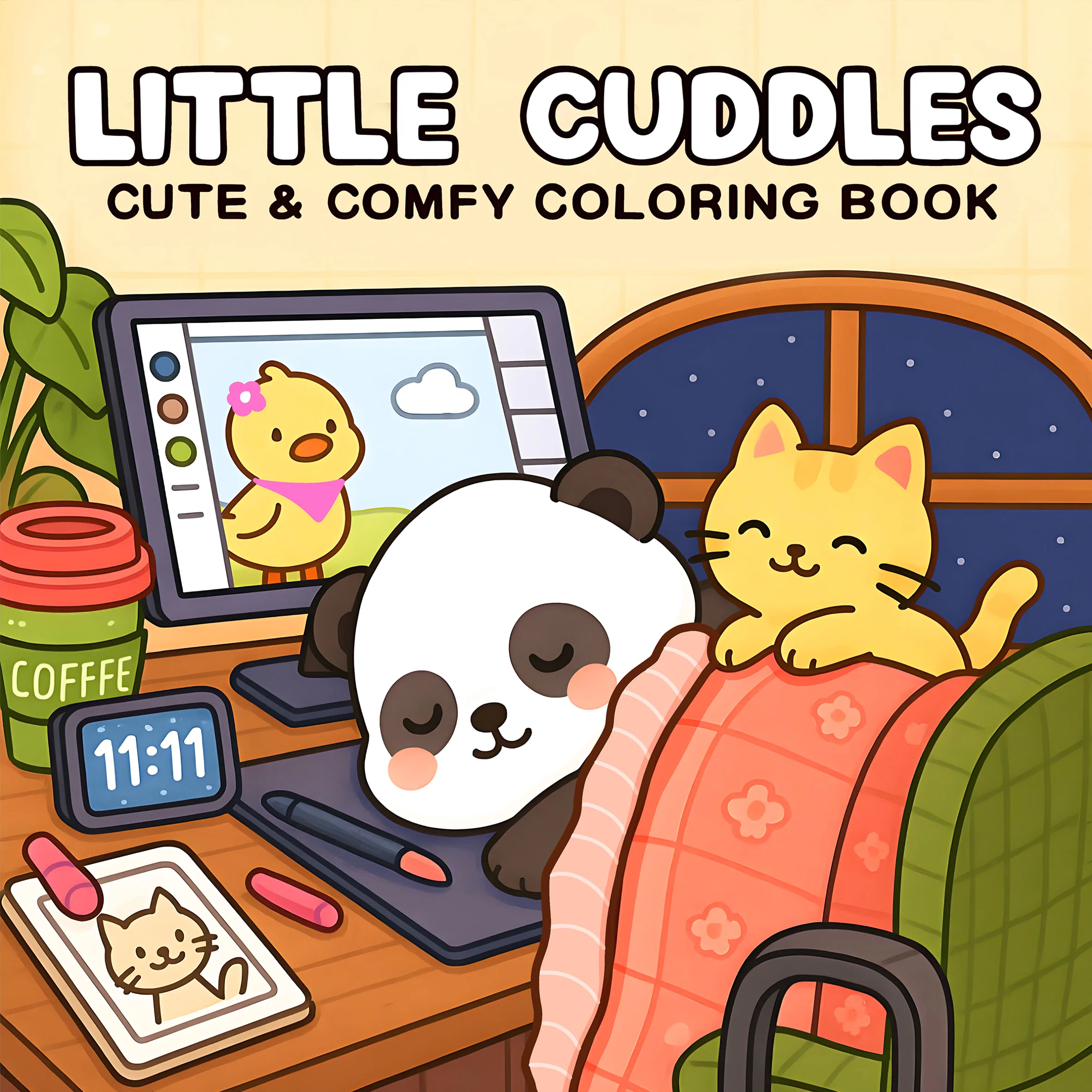 LITTLE CUDDLES Bold-easy Patterns Coloring Book for Adults Cute Drawing Book Perfect Gift for Party and Birthday