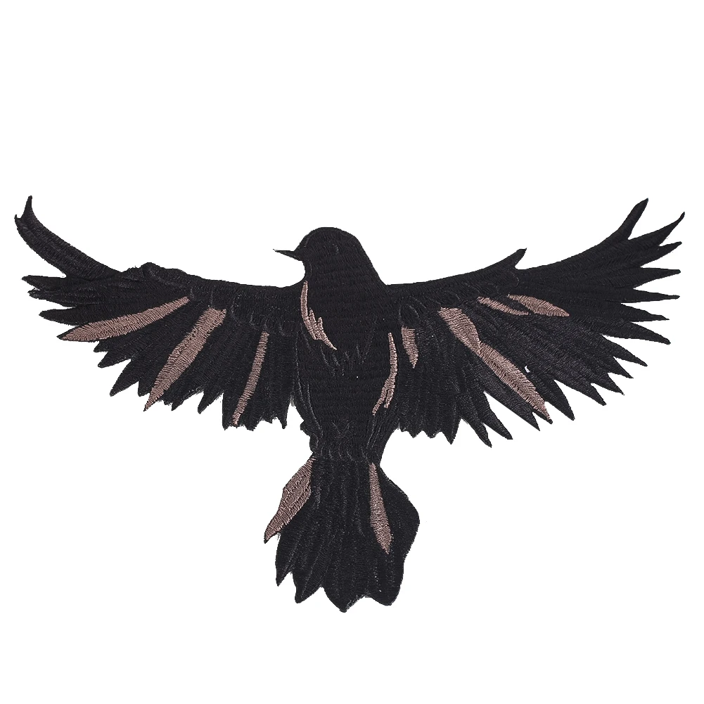 Black White Bird Embroidery Patch Peace Dove Eagle Animal Shaped Repair Patches Fashion Apparel Decor Badg Suitable for Hoodies view 3