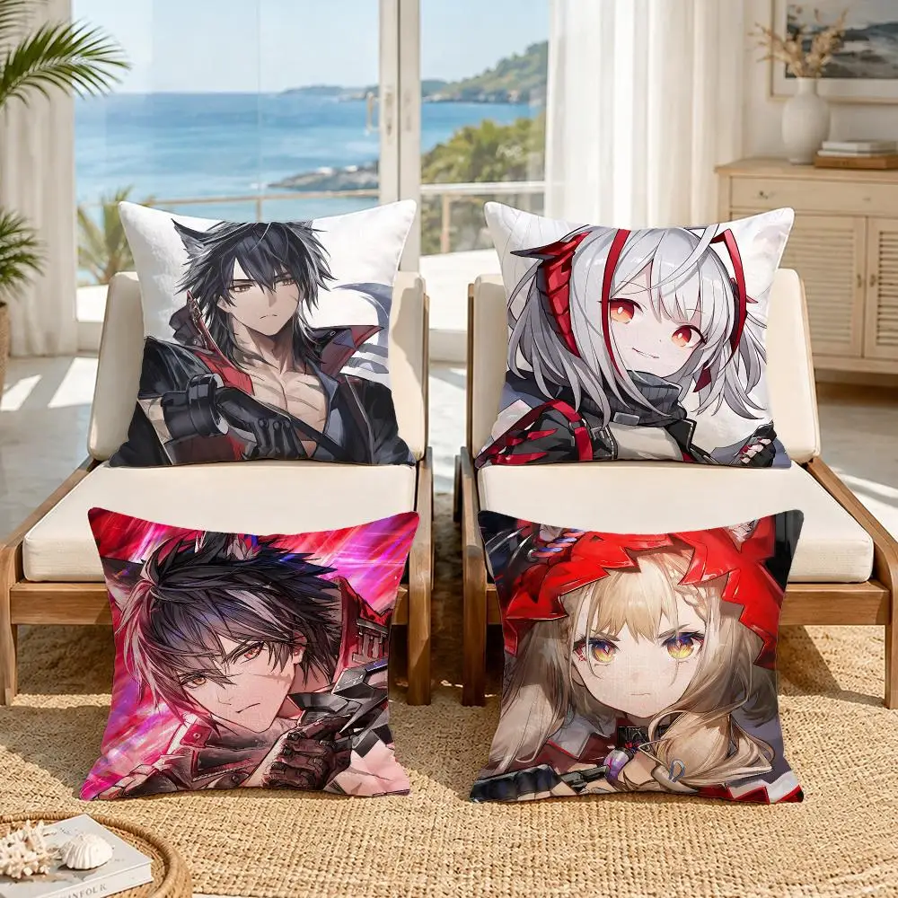 Game Arknights Cushion Cover Premium Skin‑Friendly Short Plush Pillow Cover, Airy Casual Cushion for Hotel Homestay