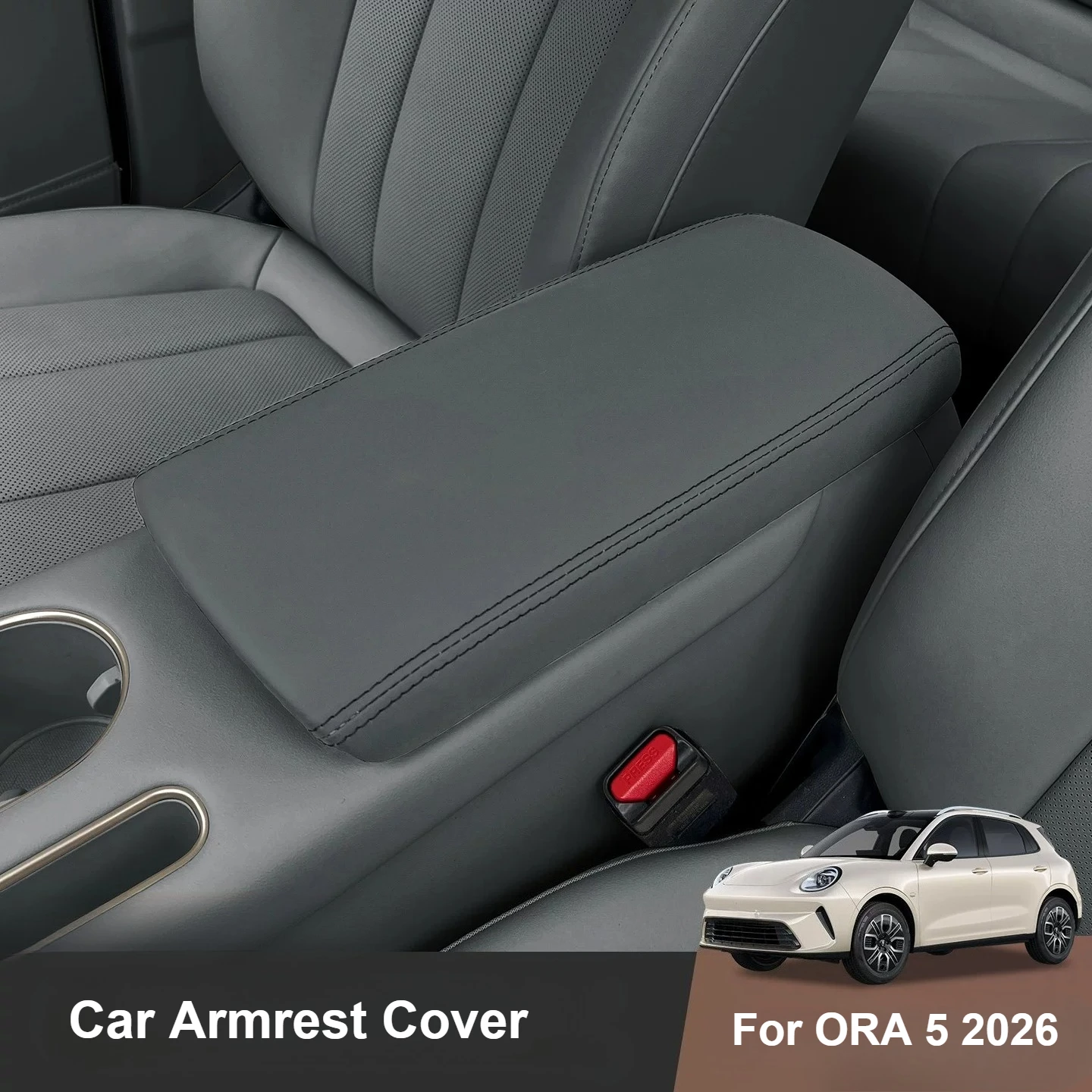 For GWM ORA 5 2026 Center Console Armrest Cover Leather Anti-scratch Armrest Cover Protector Interior Trim Accessories