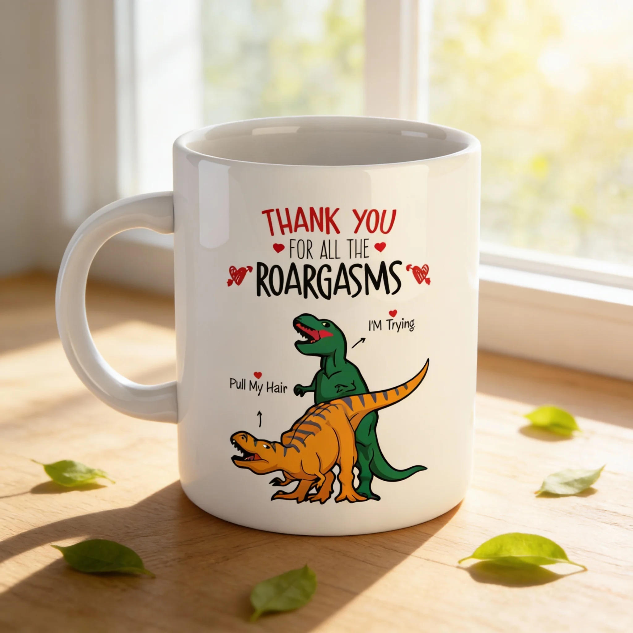 Funny Dinosaur Roargasms Coffee Mug Hilarious Humorous Ceramic Cup Novelty Gag Gift for Couples Anniversary Birthday Valentine