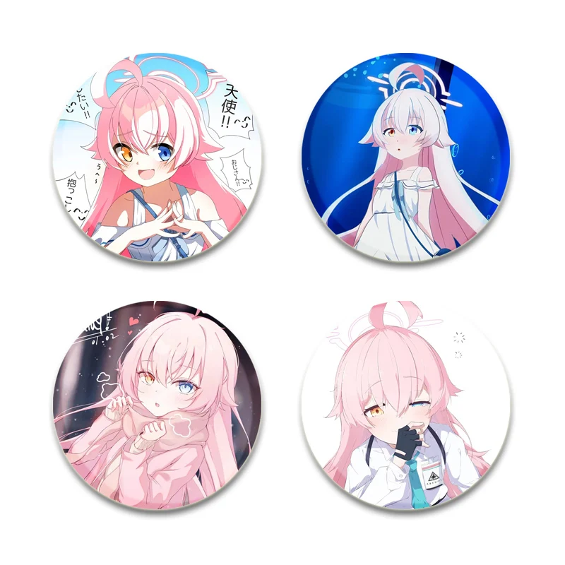 32/44/58mm Blue Archive Pins Cute Anime Figure Brooches Takanashi Hoshino Cartoon Badge Backpack Shoes Jewelry Accessories Gifts