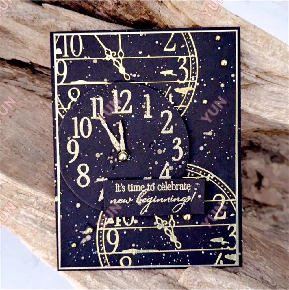 Clock Hot Foil Plate Metal Cutting Dies Birthday Gifts for Kids New Year Home Molds Greeting Card Handmade Embossing Template