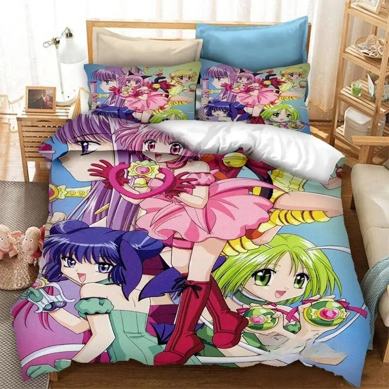 

3D Printing Anime Tokyo Mew Mew 3D Print Bedding Set Duvet Covers Pillowcases One Piece Comforter Bedding Sets Bedclothes Bed