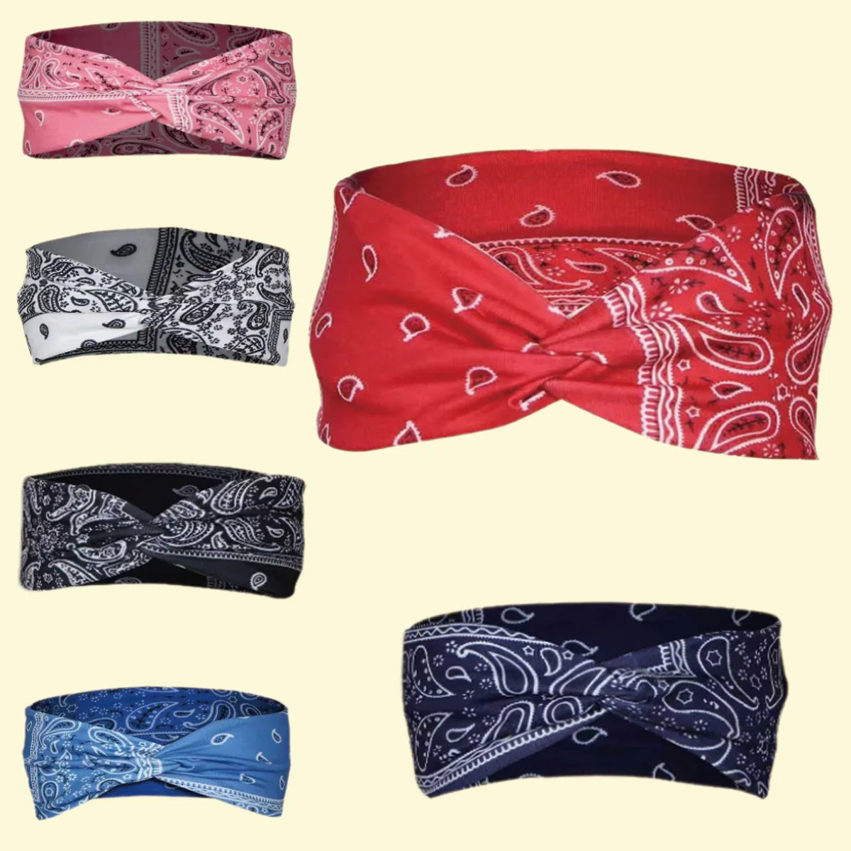 

Amoeba Print Cross Knot Stretch Headband Face Wash Makeup Daily Hair Accessory Wide Sweat Absorb Suitable Yoga Sports Headband