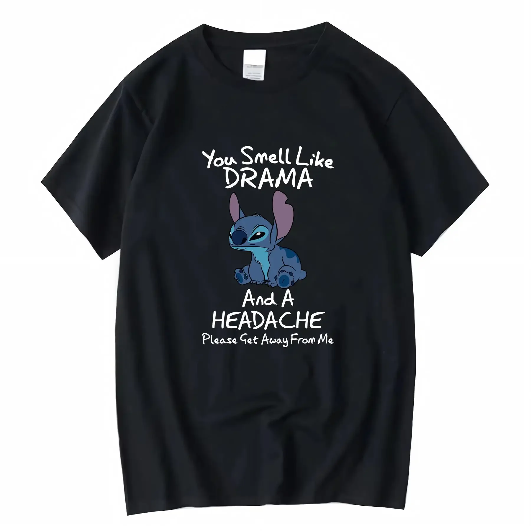 

Pure Cotton Stitch 'You Smell Like Drama' Women's T Shirt Lightweight Breathable Casual Round Neck Perfect for All vintage