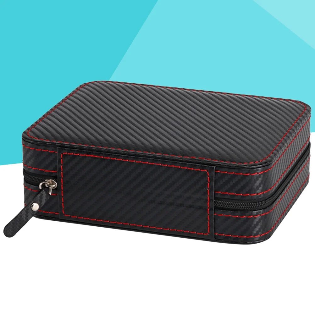 

4 Slot PU Watch Box Luxury Carbon Fiber Travel Storage Bag for Watch Display Organizer Personal Business Use
