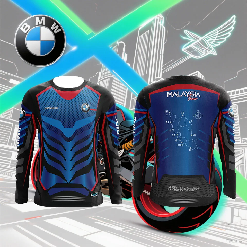 

Летняя НОВАЯ футболка BMW, мужская футболка с длинными рукавами, футболка с принтом BMW, впитывающая пот, дышащая, быстросохнущая, мото-футболка 2025