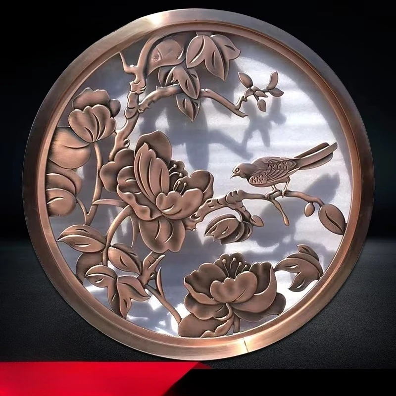 Chinese classical metal aluminum screen sculpture screen circular pattern bronze hall decorative partition screen