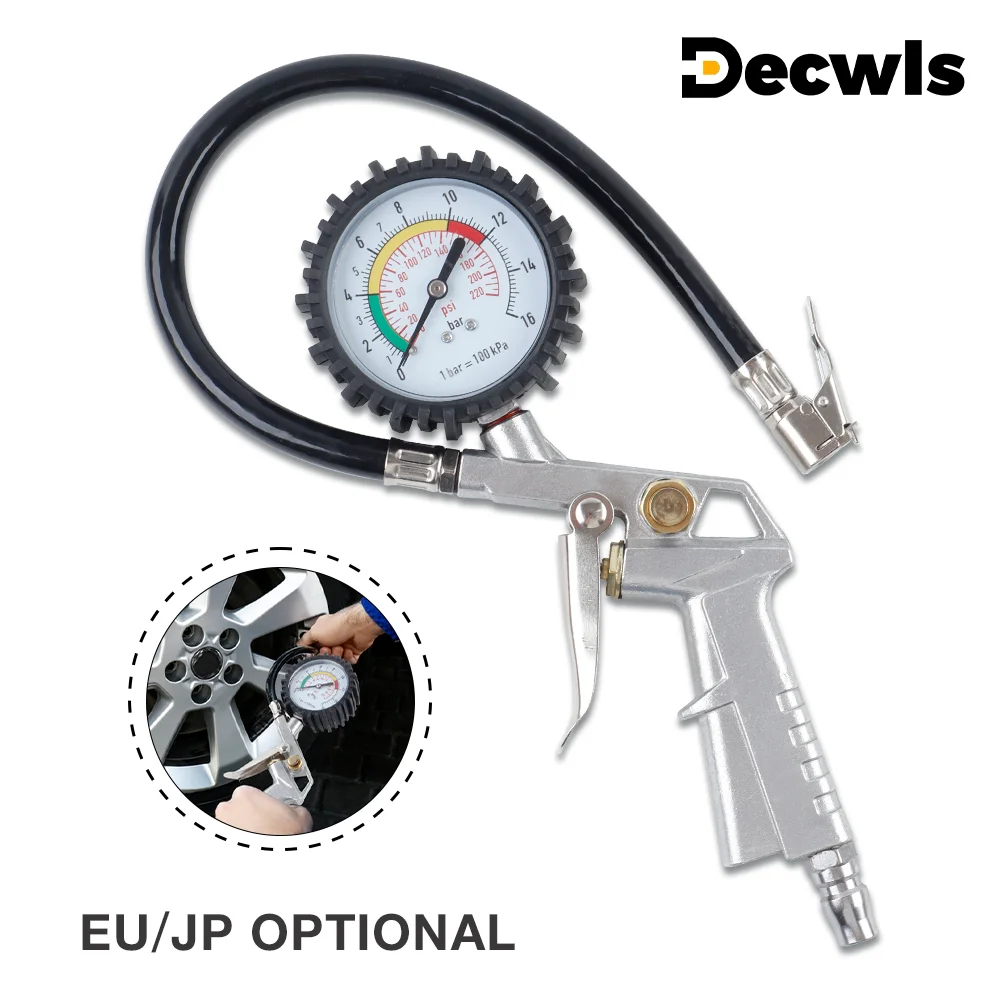220PSI Car Tire Pressure Gun, Aluminum Alloy Gun Body, Tire Air Pressure Monitoring Gauge, Car Repair Tools, For Air Compressor
