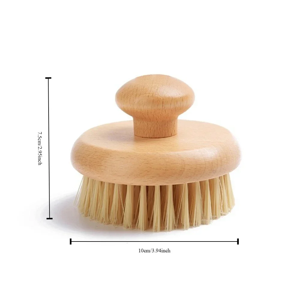 Round Bath Shower Body Exfoliating Brush Natural Sisal Bristles Beech Wood Handle Dead Skin Remover Back Scrubber Massage Tool