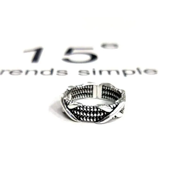New Personality Double X Letter Thai Silver Creative 925 Sterling Silver Jewelry Retro Tiwst Exquisite Opening Rings TYB450