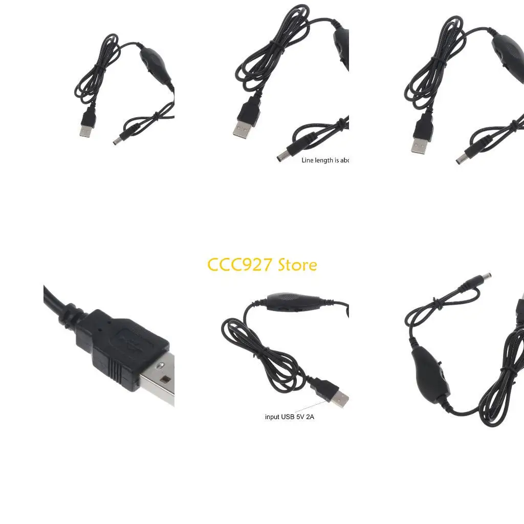 B03F USB 5V to 6V-12V 0.5A 5.5x2.1mm ON OFF Switch Power Supply Cable for Speakers/Router/LED/Fan and other devices