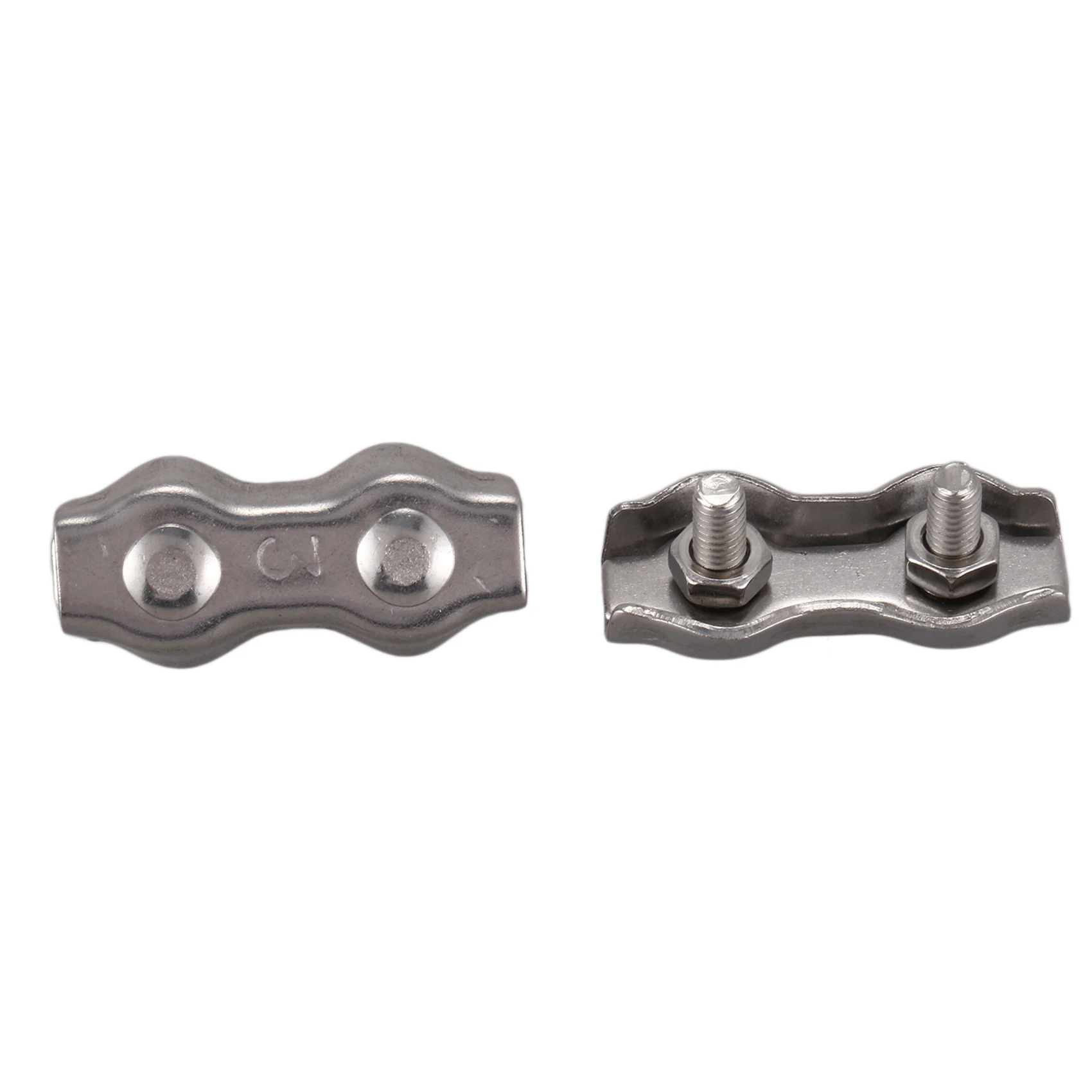 PZHI-20 Pcs 3Mm Duplex Clips Stainless Steel Wire Cable Rope Grips Clamps Caliper