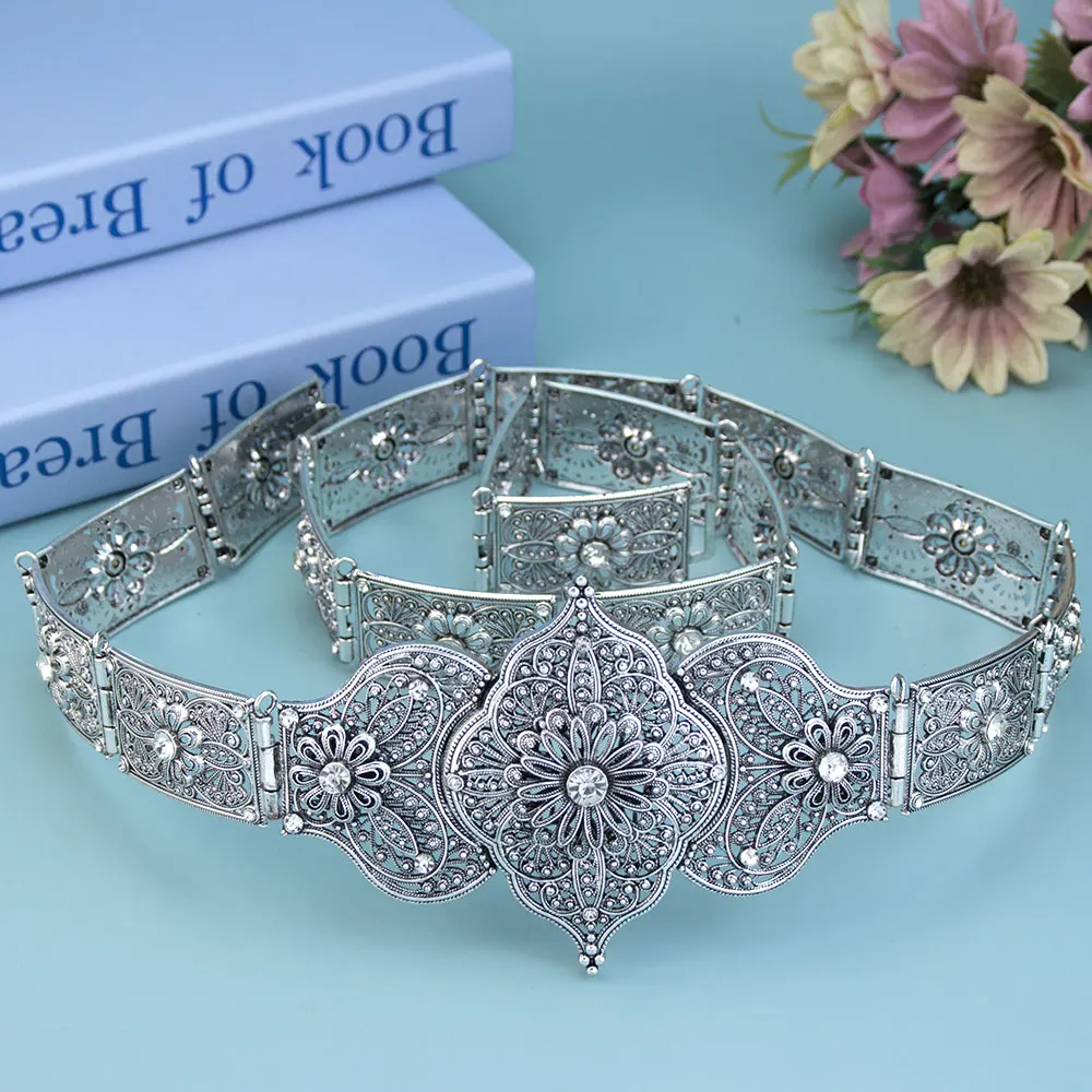 حزام Poyasa Elegent القوقاز للنساء مجوهرات الزفاف فستان الخصر سلسلة مجوفة نمط قوقازي طول قابل للتعديل #4