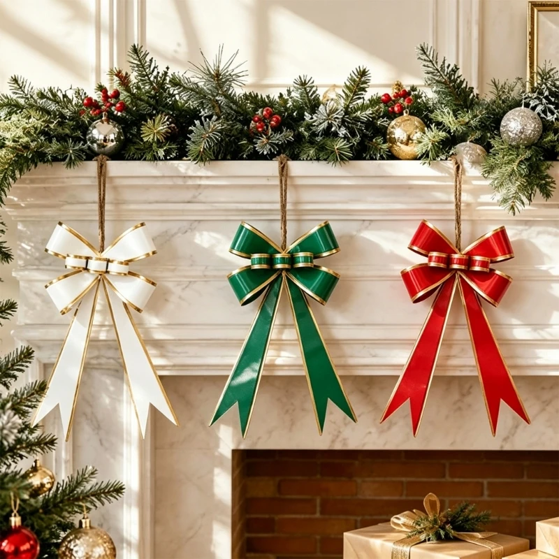 Weihnachtsbaum-Eisen-Schleife zum Aufhängen, Ornament für Einzelhandelsfenster und Geschenkdisplays, 3 x – Detail 1
