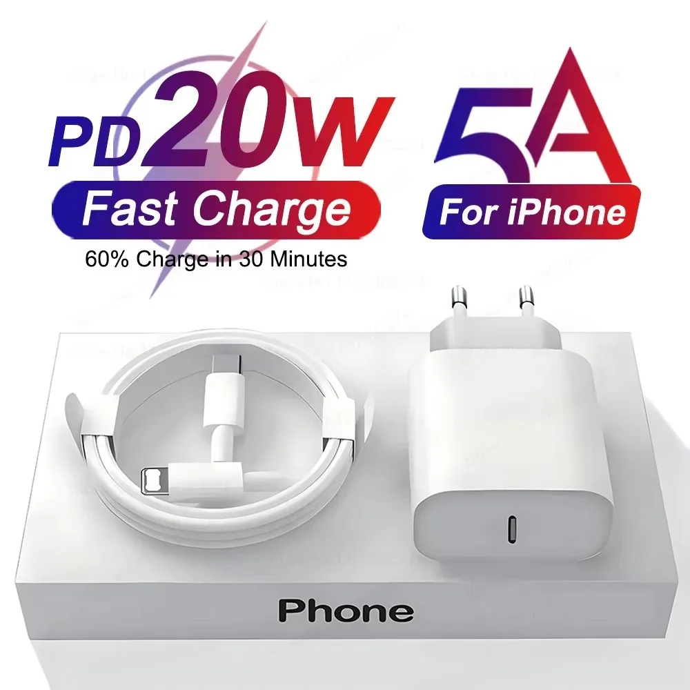 20W Fast Charger For iPhone 13 mini 12 11 pro 14 Pro Max Plus X XR XS USB Type C Fast Charging Charger Cable Accessories