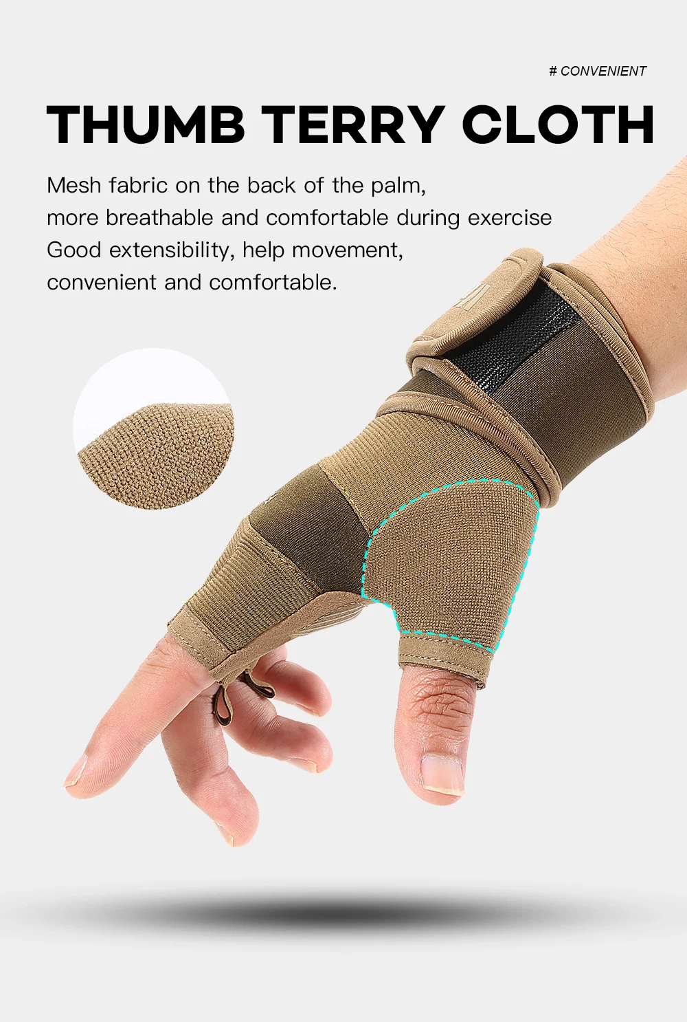 Radfahrhandschuhe Halbfinger Fitness-Handschuhe für Gewichtheben und Hanteltraining Rutschfeste Trainingshandschuhe für Crossfit und Übungen – Detail 7
