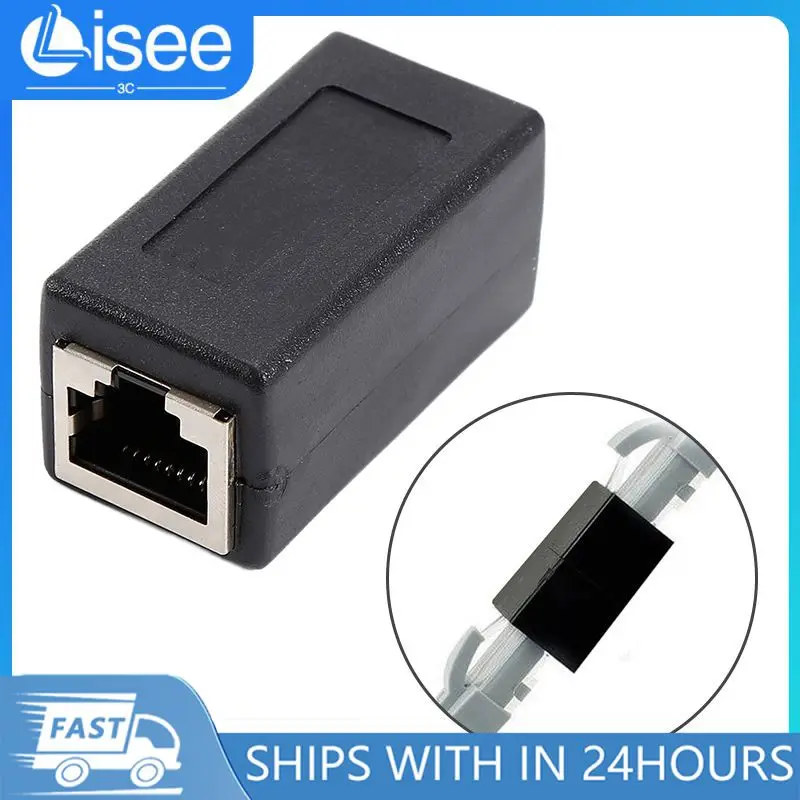 New RJ45 Network Dual-Pass Mini Black Network Connector Portable Female To Female Ethernet LAN Connection Adapter Extender