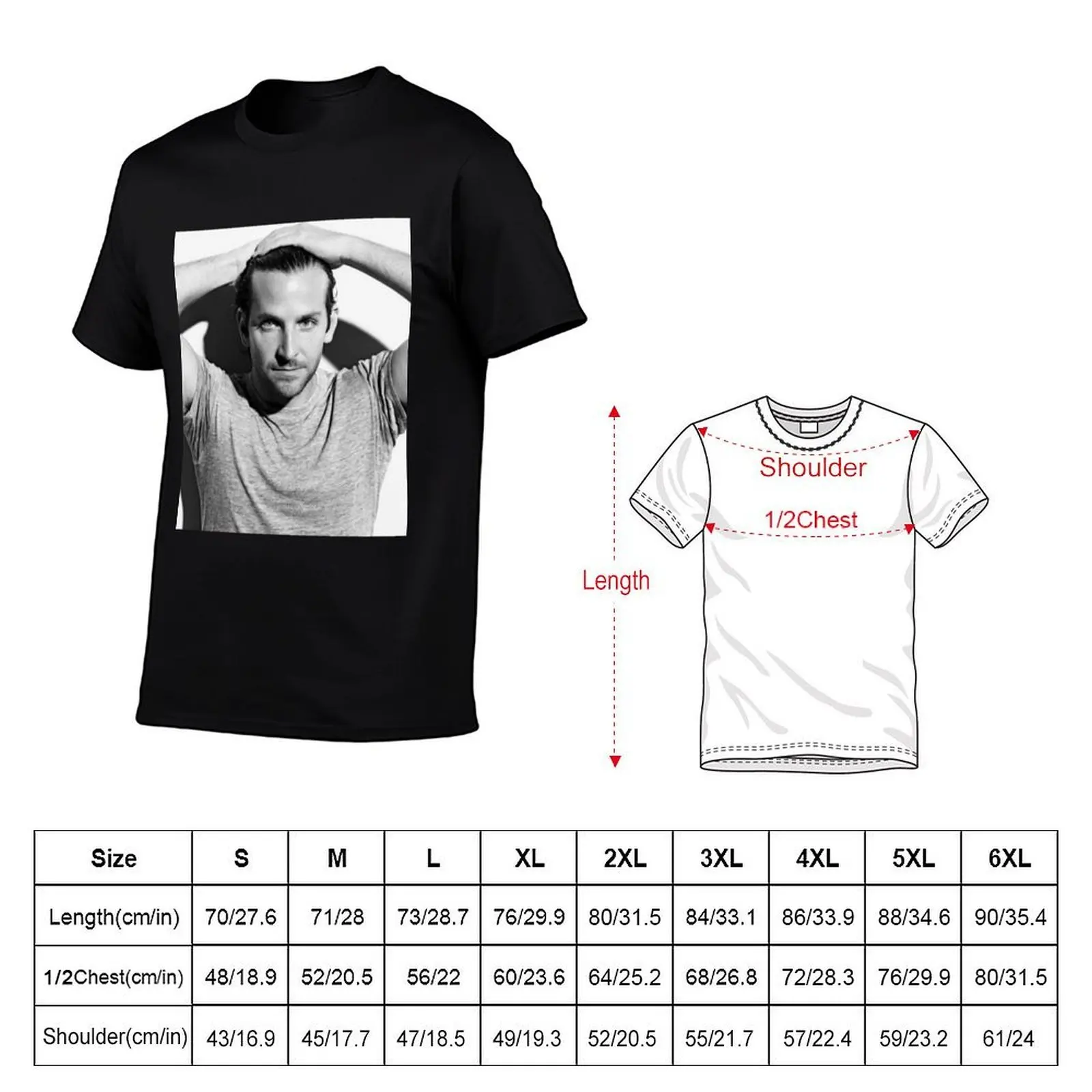 Bradley Cooper Poste T-Shirt funny shirt cotton custom t shirt black t-shirts for men