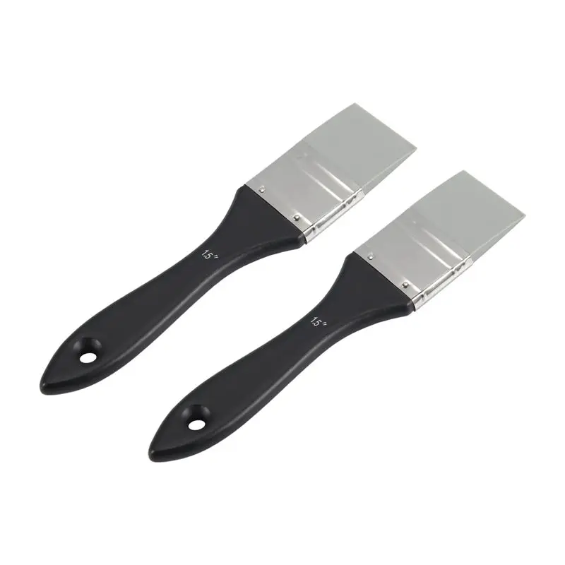 AA94-2 Pieces Silicone Painting Brush Color Shaper Tool Flat Flexible Acrylic Brush Art Tools Paint Brushes (1 Inch Wide)