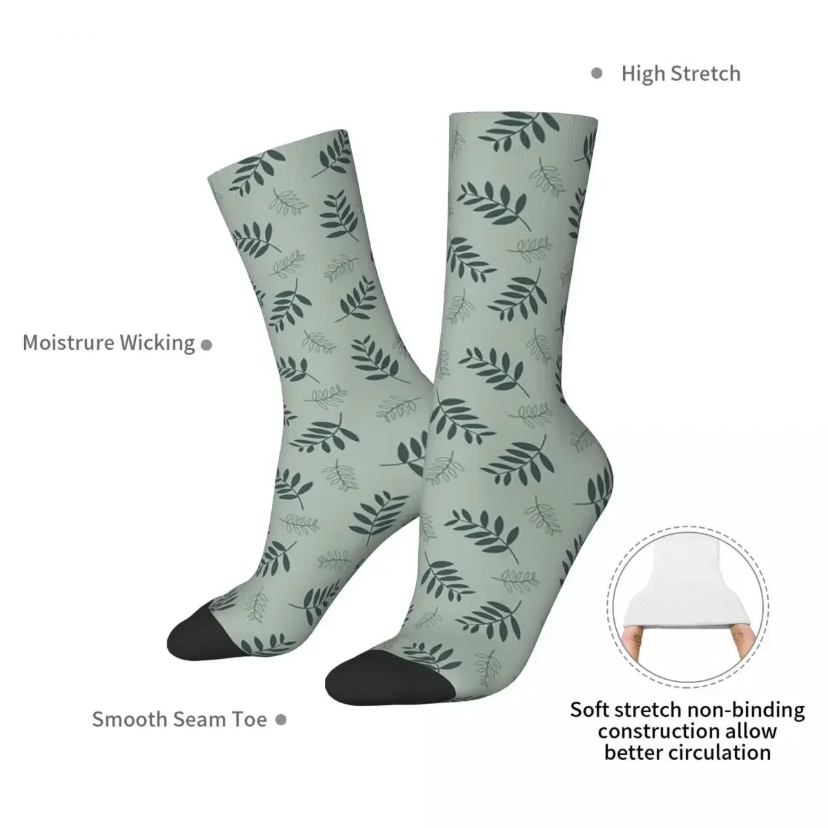 Fern In Sage Green Socks Harajuku High Quality Stockings All Season Long Socks Accessories for Unisex Gifts