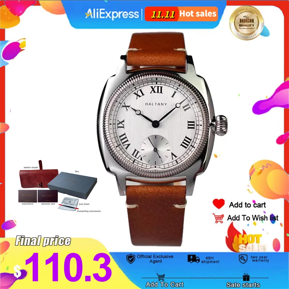 

Baltany 1926 Pays Tribute To Men's Vd78 Quartz Watch Luxury Sapphire Leather Waterproof Sports 10Bar Retro Night Light C3 R