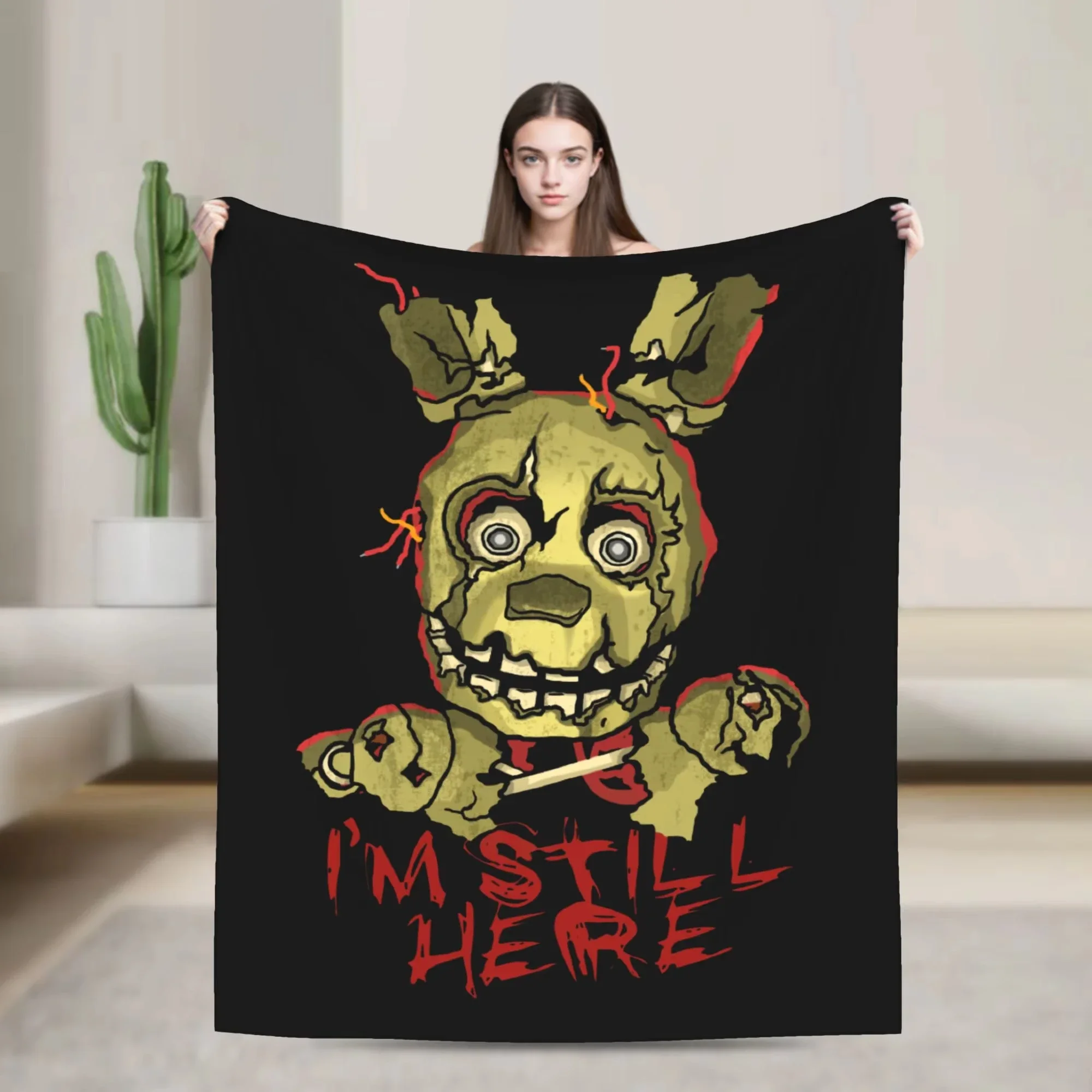 Manta de juego de franela con correa de mola de Freddy, manta de cama cálida e transpirável para todas las estaciones
