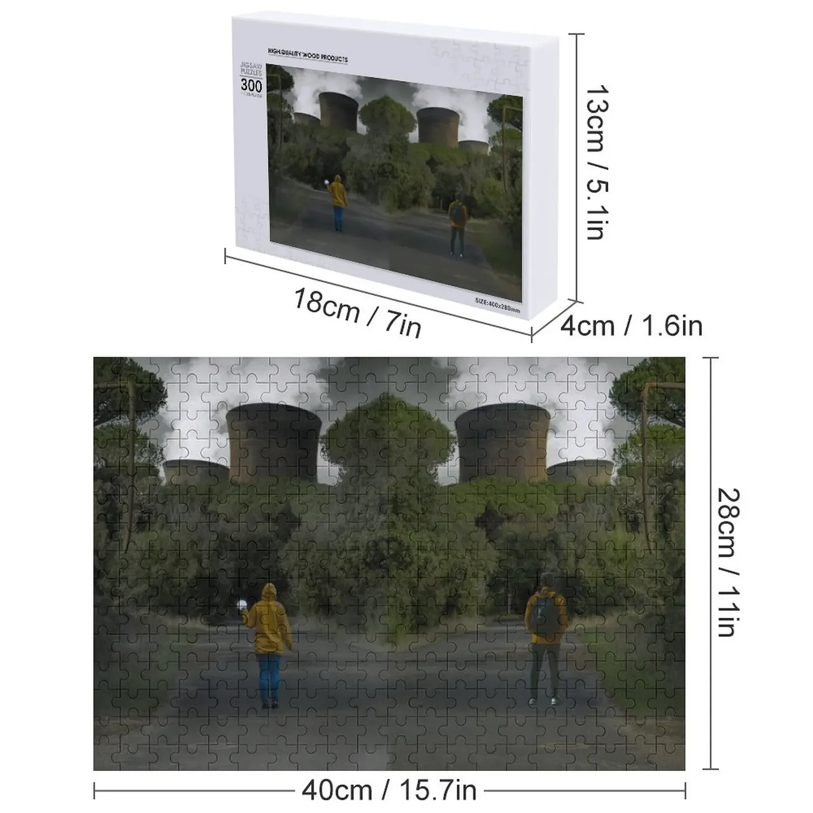 ตัวต่อจิ๊กซอว์สองด้านลายโรงไฟฟ้าพลังนิวเคลียร์ แรงบันดาลใจจากดาร์ก รูปภาพแบบกำหนดเอง ของขวัญสำหรับเด็ก ปรับแต่งได้ตามต้องการ