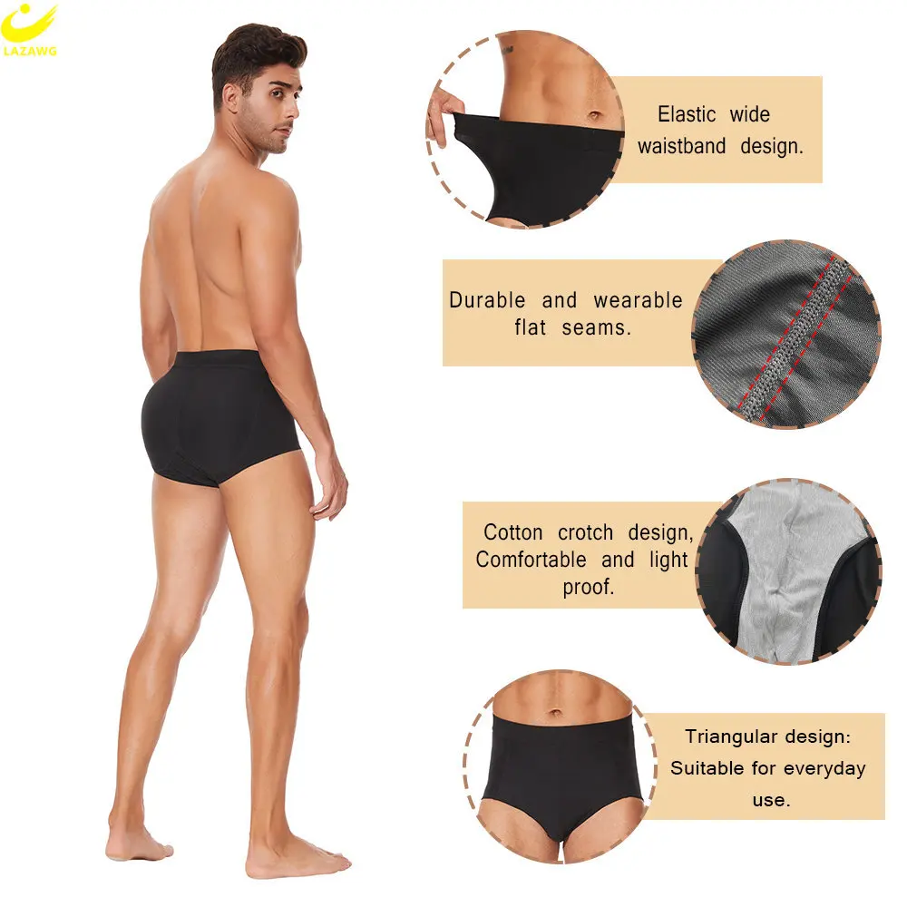 LAZAWG Body Shaper Butt Lifter Pants for Men Buttock Hip Enhancer Briefs Shapewear Lifter Fake Ass Booty Pad Control Panties