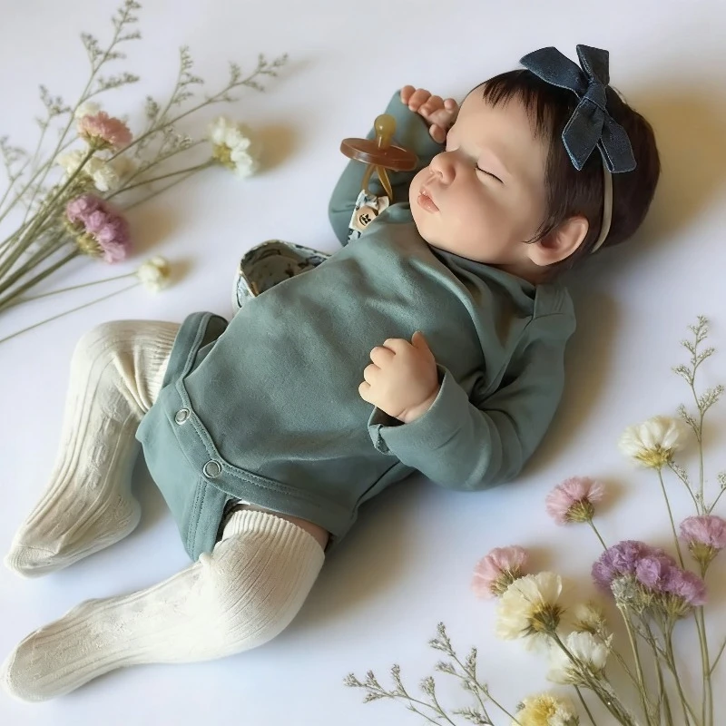 49cm Already Finished Reborn Baby Dolls LOULOU Soft Vinyl Body 3D Skin with Visible Veins Silicone Baby Doll Hand-rooted Hair - view 5